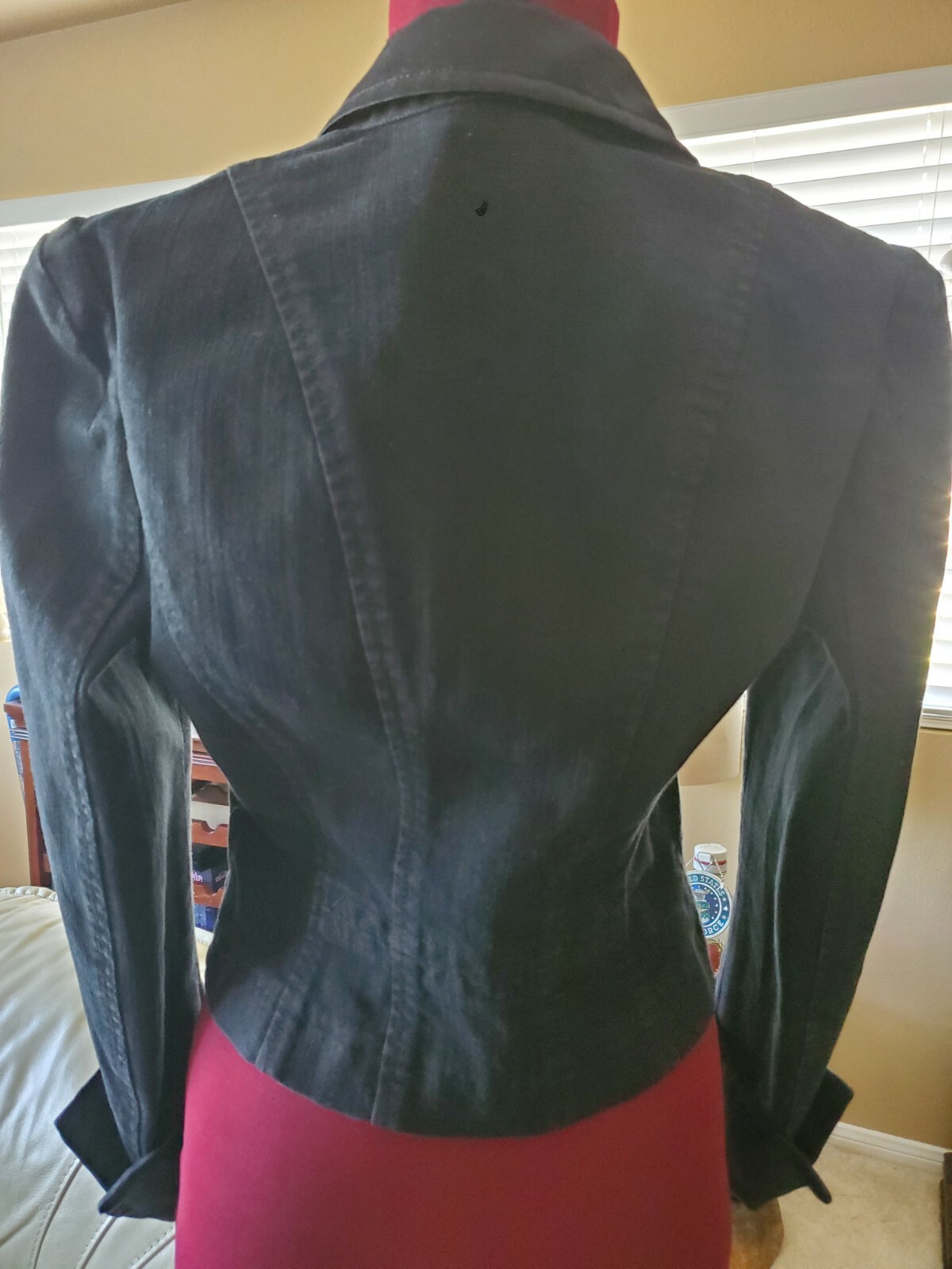 Theory Womens Black Denim Satin Crop Jacket Size S - image 2