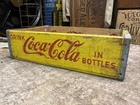 Vintage Wooden Soda Crate Coca Cola Wood Box Coke Red Yellow 1969 Temple Dallas