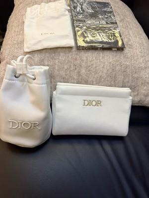 New Dior White Beauty Cosmetic Bag Set Makeup Pouch + Notebook Gift Set