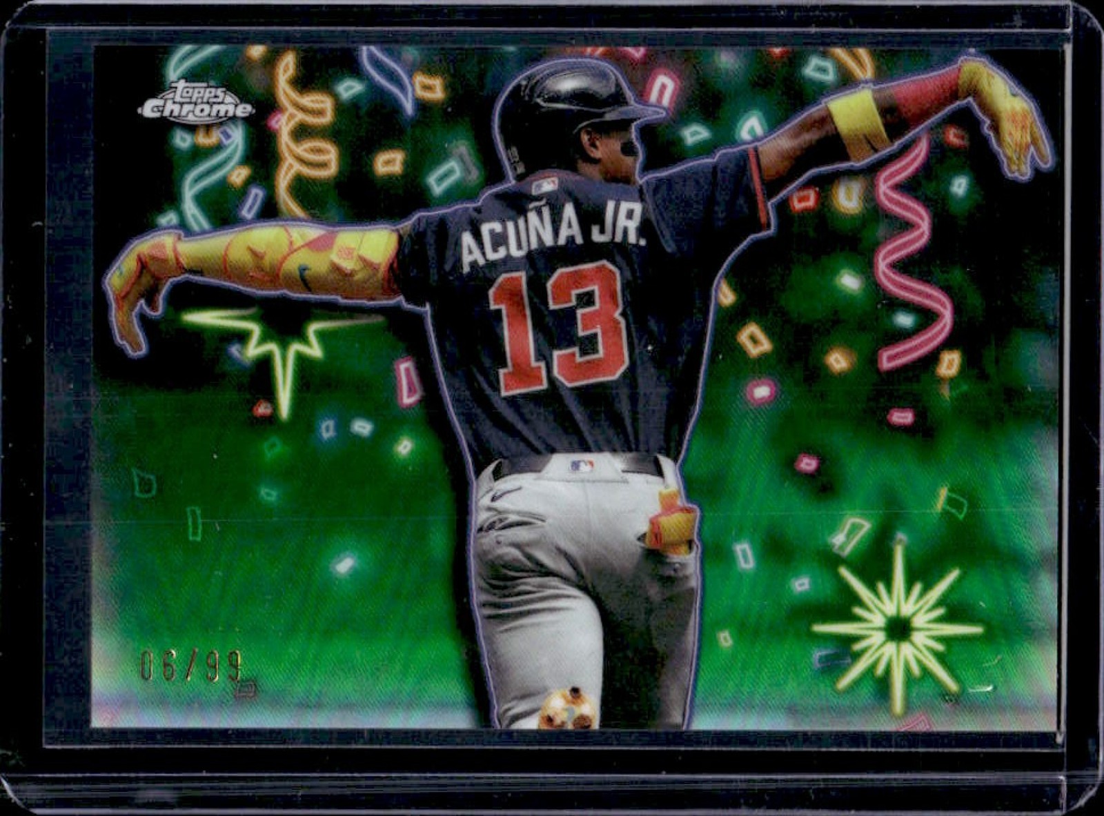 2025 Topps Chrome Update Ronald Acuna Jr. Celebracion Green Refractor #6/99