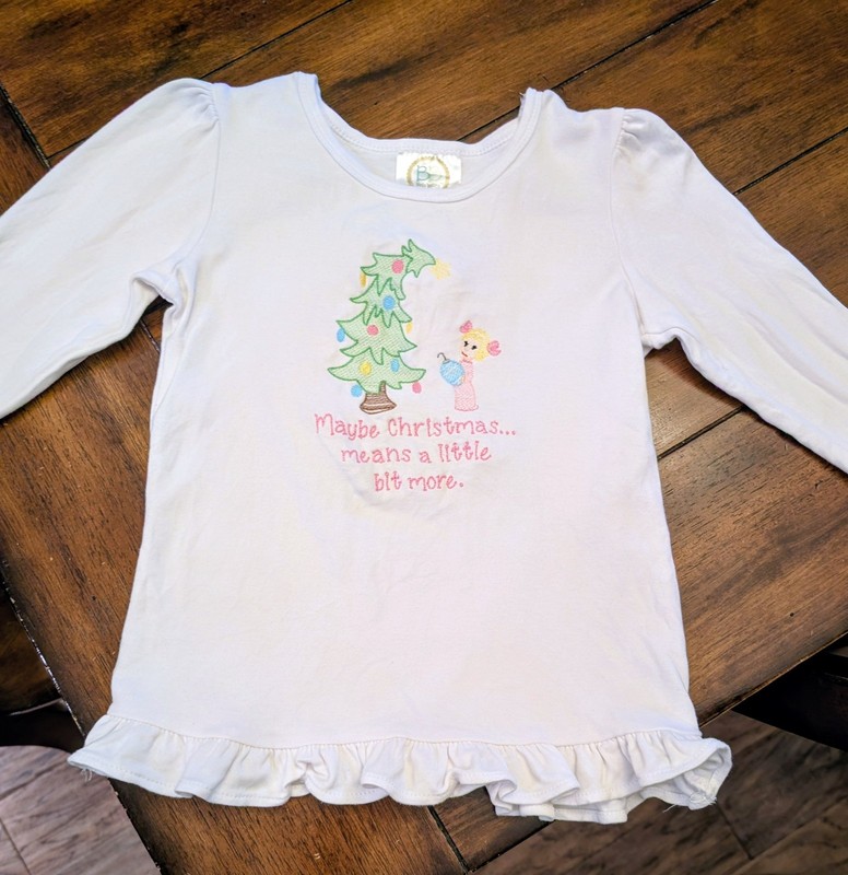GRINCH CINDY LOU WHO GIRLS CHRISTMAS EMBROIDERED SHIRT SIZE 6
