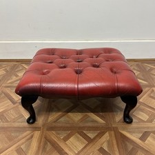 Vintage Red Leather Chesterfield Foot Stall On Cabriole Legs
