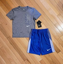 NEW Nike Little Boy Dri-fit Tee Short Set, Blue sz 7