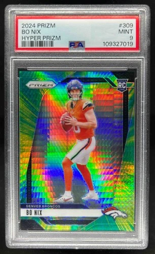 2024 Prizm Bo Nix RC Hyper Rookie #/180 Broncos PSA 9