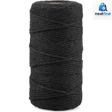 Natural Cotton Bakers Twine, 328 Feet Black String, 2mm Macrame Cord for Craf...