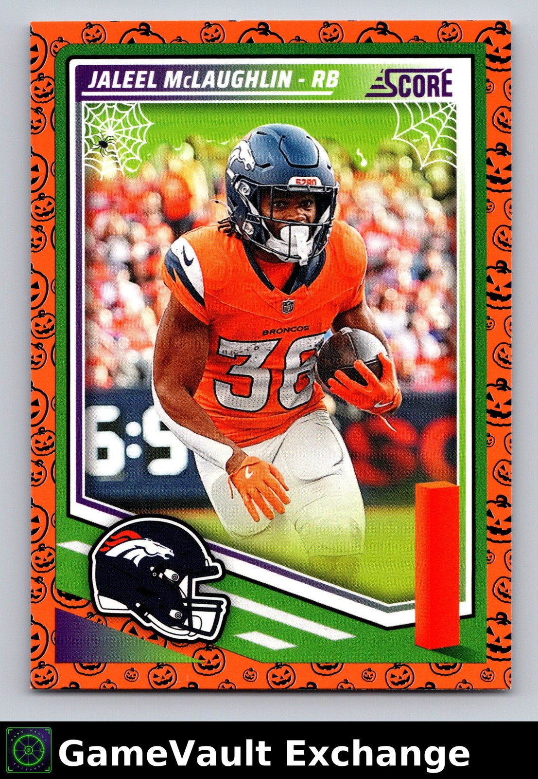 2025 Panini Score Denver Broncos JALEEL MCLAUGHLIN #54 Halloween NM