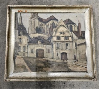 Antique 19th Century French Impressionist Oil Painting Landscape Estate Gilt Vtg