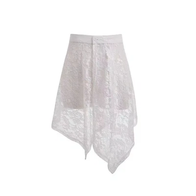 Spitze Netz Damen Rock Durchsichtig Asymmetrisch Pettirock Unregelmäßig - Bild 1 von 4