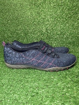 Skechers Womens 8.5 Navy Blue Breathe Easy Comfort Slip On Shoes Walking Sneaker