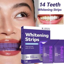 NEW-DENT Purple Teeth Whitening Strips   Peroxide Free, 14 Count US