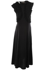 ULLA JOHNSON BLACK JERSEY MIDI DRESS MEDIUM