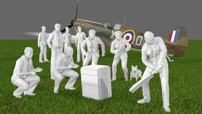 3DJSON WWII RAF "Bowling from the Biggin Hill End" - 10 Figuren Set
