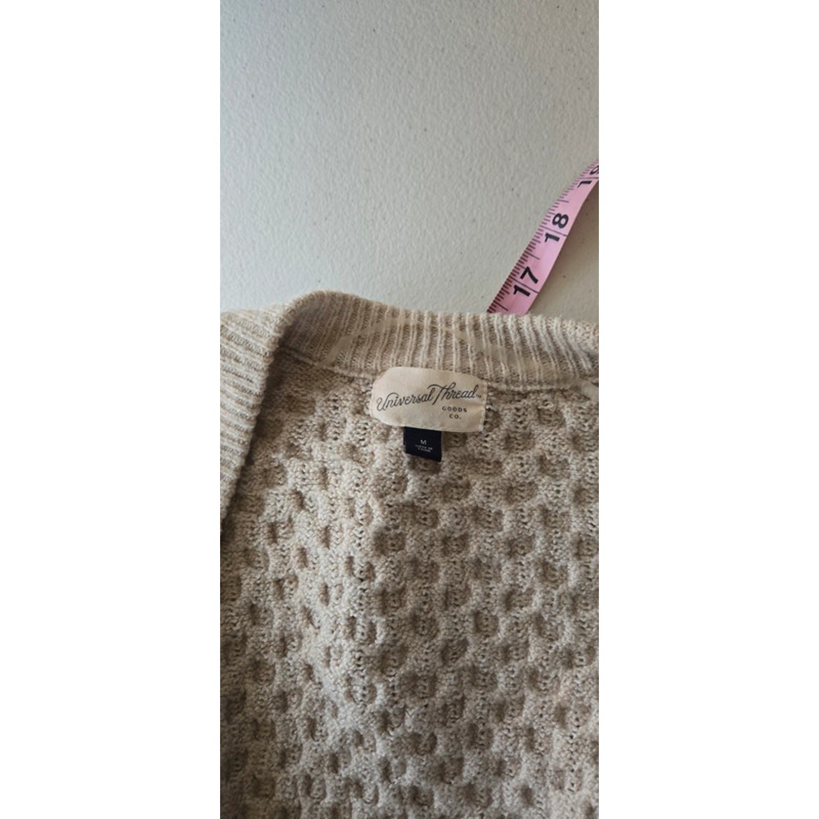 Universal thread beige open cardigan sweater medi… - image 7