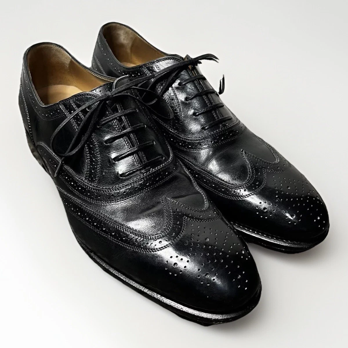 Salvatore Ferragamo Vintage Black Leather Wingtip Oxfords | Men’s 10.5A Salvatore Ferragamo Solomon Wingtip Oxford | Mercari main image 2