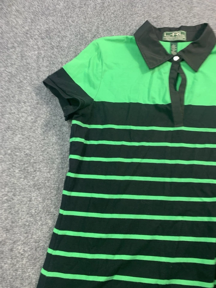 Polo Lauren Ralph Lauren Mujer Grande Verde Negro Rayas Activo Foto 3 de 4