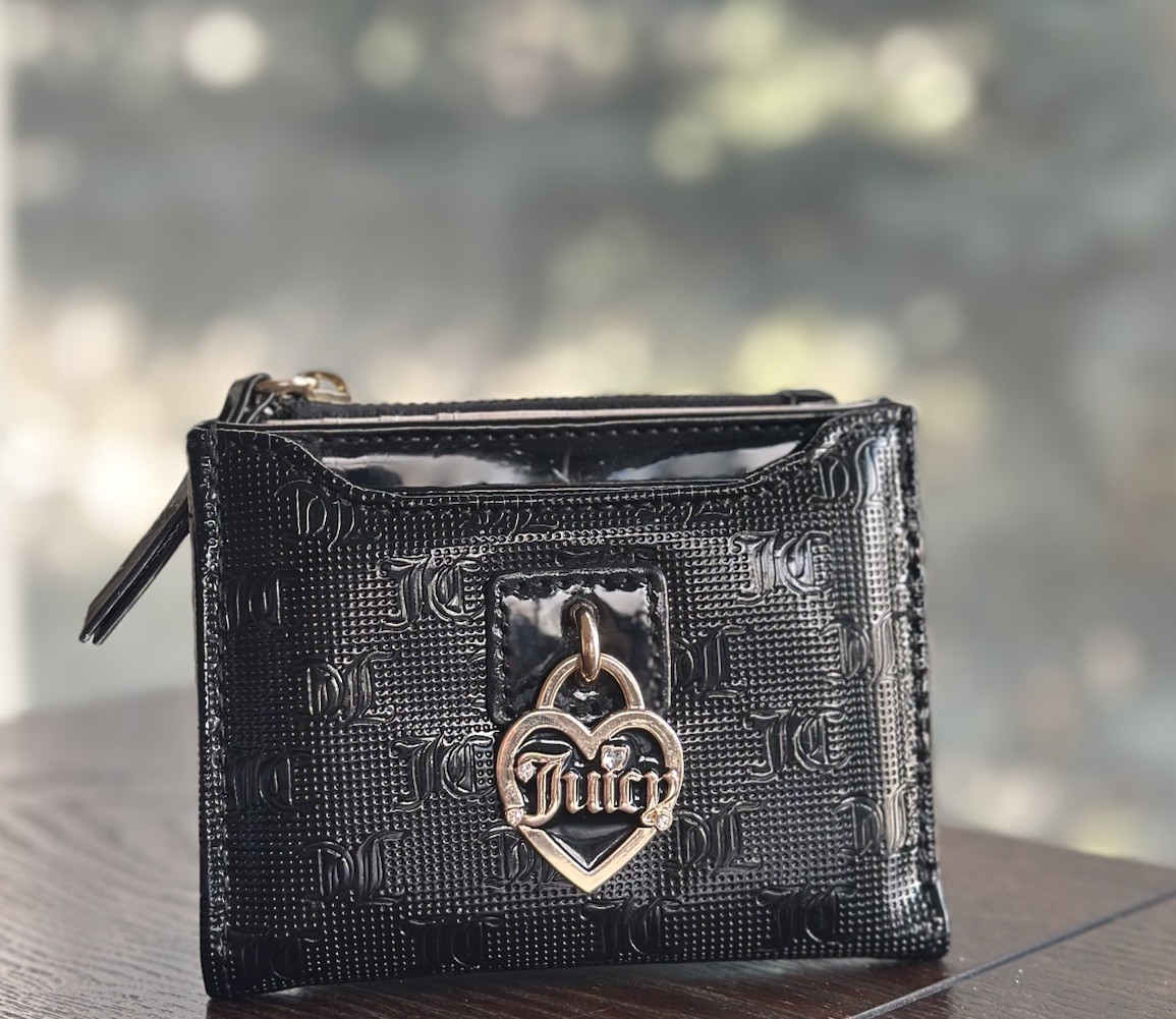 Juicy Couture Black Heart Logo Zip-Around Women's Wallet