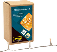 Catena Luminosa LED 10 LED Bianco Caldo Timer 6h Batteria 1M Interno