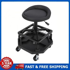 300 LBS Rolling Garage Stool Padded Mechanic Garage Stool with Casters Work Seat