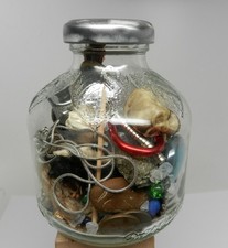 Magpie Mystery Crow Glass Jar Found Object Tr...