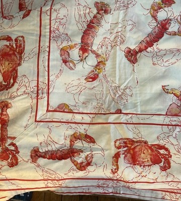 *RARE* VINTAGE APRIL CORNELL  FEELING CRABBY  BREAKFAST TABLECLOTH 54  SQUARE