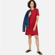 EVERLANE The Japanese GoWeave Short Sleeve A-Line Dress Red Sz 8 $108 {I21}