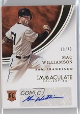2016 Panini Immaculate Rookie Auto 18/49 Mac Williamson #RA-MW Auto 0s5