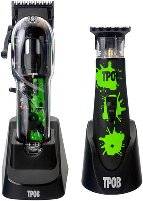 TPOB Black Splatt Pack Clipper Trimmer Set Barber Hair Clippers 6800 RPM, Superb