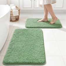 MIULEE Sage Green Bathroom Rugs Set 2 Piece, Soft 16''x24'',