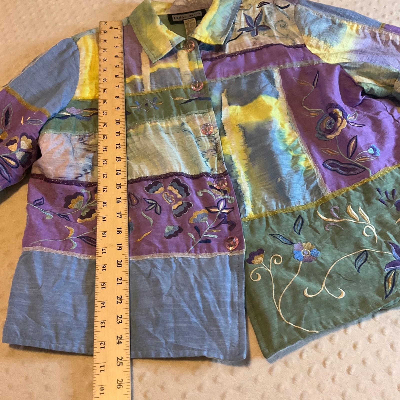 Indigo Moon Patchwork Embroidered Jacket Women's … - image 3