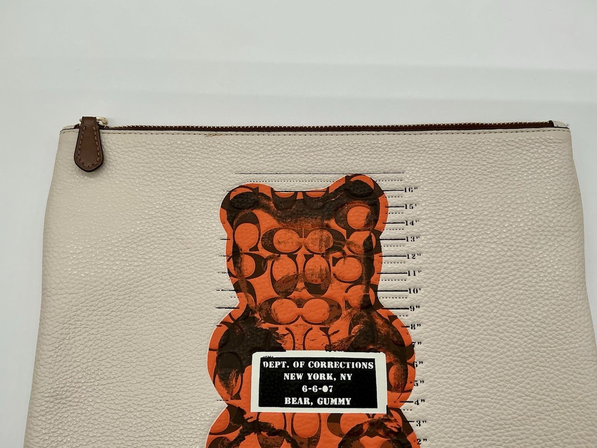 Coach X Vandal Orange Gummy Bear NY Correction Zip Pouch White