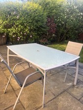 Garden Table (Frosted Glass Top) and 8 Chairs Garden Furniture Set