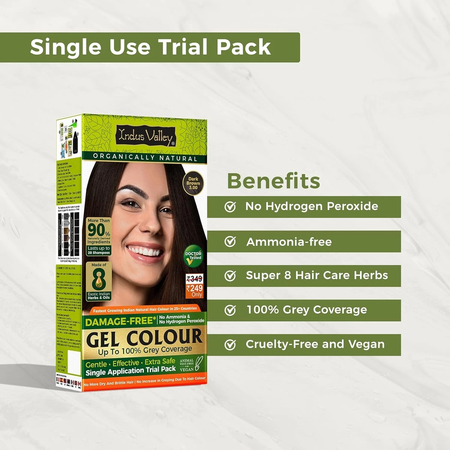 INDUS VALLEY Damage Free Natural Gel Hair Colour (Dark Brown, 3.00 - 220 ML)