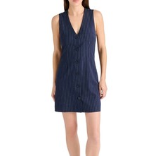 Steve Madden Women's Machine Washable Pinstripe Sleeveless Mini Dress M Medium