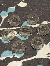 Set of 7 Oval Very Nice 2" Vintage Crystal Glass Salt Cellars Salt Dip