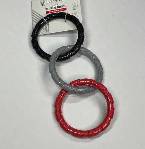 NEW Spyder Triple Ring Chew Tug Dog Toy black gray red - Picture 3 of 6
