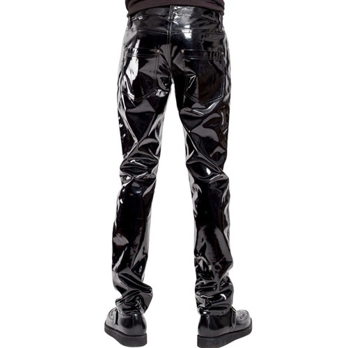 Tiaobug Herren Motorrad Lederhose Kunstleder Lange Hose Leggings Glänzend Pants - 第 35/56 張圖片