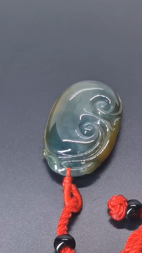 Icy Ice Yellow & Green Natural Burma Jadeite Jade Golden RU-YI Pendant # 67carat - Video 1 of 1