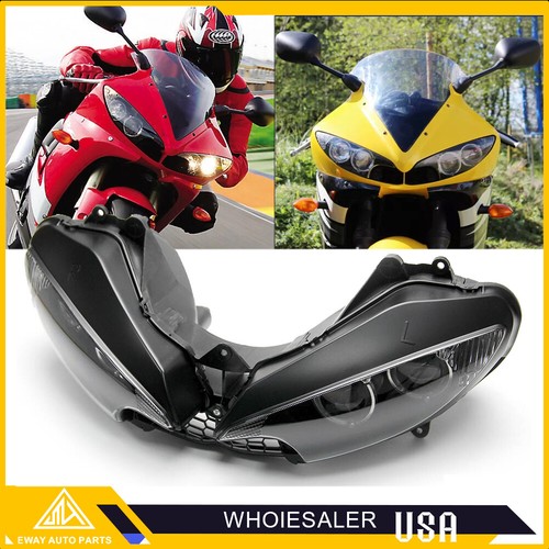 Front Headlight Headlamp For Yamaha 2003-2005 YZF R6 & 2006-2009 YZF R6S Black - Picture 1 of 13
