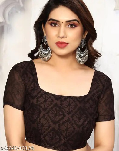 Ethnic Women's Georgette Daily Wear Printed Elegant Saree With Unstitched Blouse - 第 3/3 張圖片