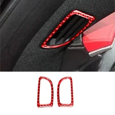 2014-19 For Chevrolet Corvette C7 Red Carbon Fiber Defogger Vent Cover Trim 2Pcs