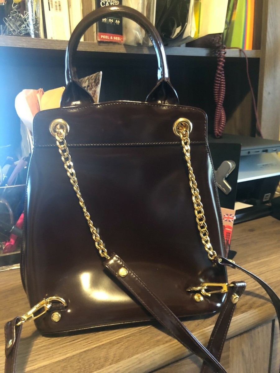 Italian Designer Fontanelli Brown Leather Backpack Purse | eBay display picture 2