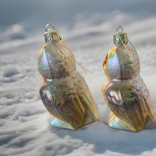 German Blown Glass Owl Ornaments By Christborn Christmas Set Of 2 Owls - Picture 4 of 6