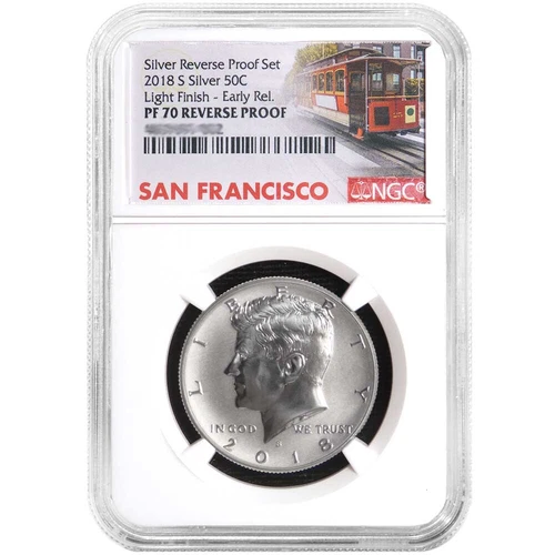 2018-S U.S. Silver Reverse Proof Set Kennedy Half Dollar NGC PF70 Light Finis...
