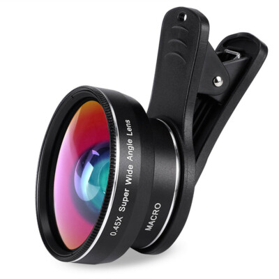 Super Wide Angle 0.45X and 15X Macro Lens Clip-on For iphone Camera Universa.IL