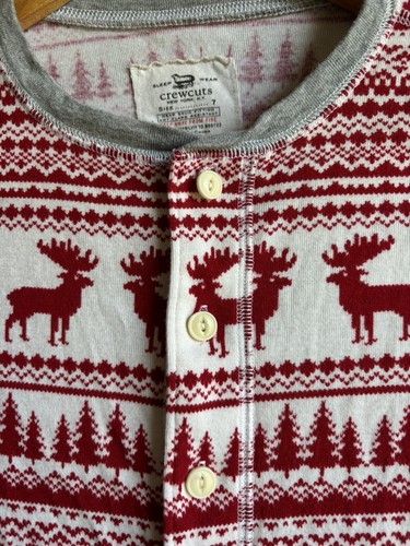 Crew Cuts 7 Pajamas Long Johns Christmas Reindeer Holiday One Piece - Picture 3 of 6