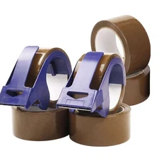 Heavy Duty Packing Tape 6 Rolls Brown 2.4mil x 110 yd 2 Dispensers Included