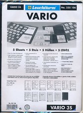 LIGHTHOUSE VARIO 3 POCKET BLACK STOCK SHEETS - PACK OF 5 - DOUBLE SIDED 3S