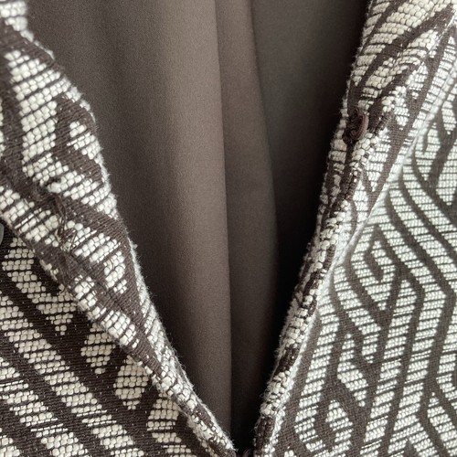 Chico's XL Size 3 Brown Cream Blazer Jacket Geometric Printed Lined Collar Flaw - Picture 5 of 9