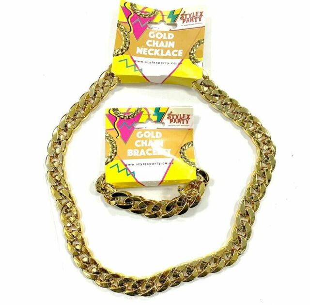 Gold Chain Gangster Fancy Dress Necklace or Bracelet Chunky Accessory Jewellery
