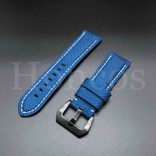 22 - 26 MM Black Leather Canvas Diver Band strap Fits for NVICTA Russian New - Picture 34 of 92